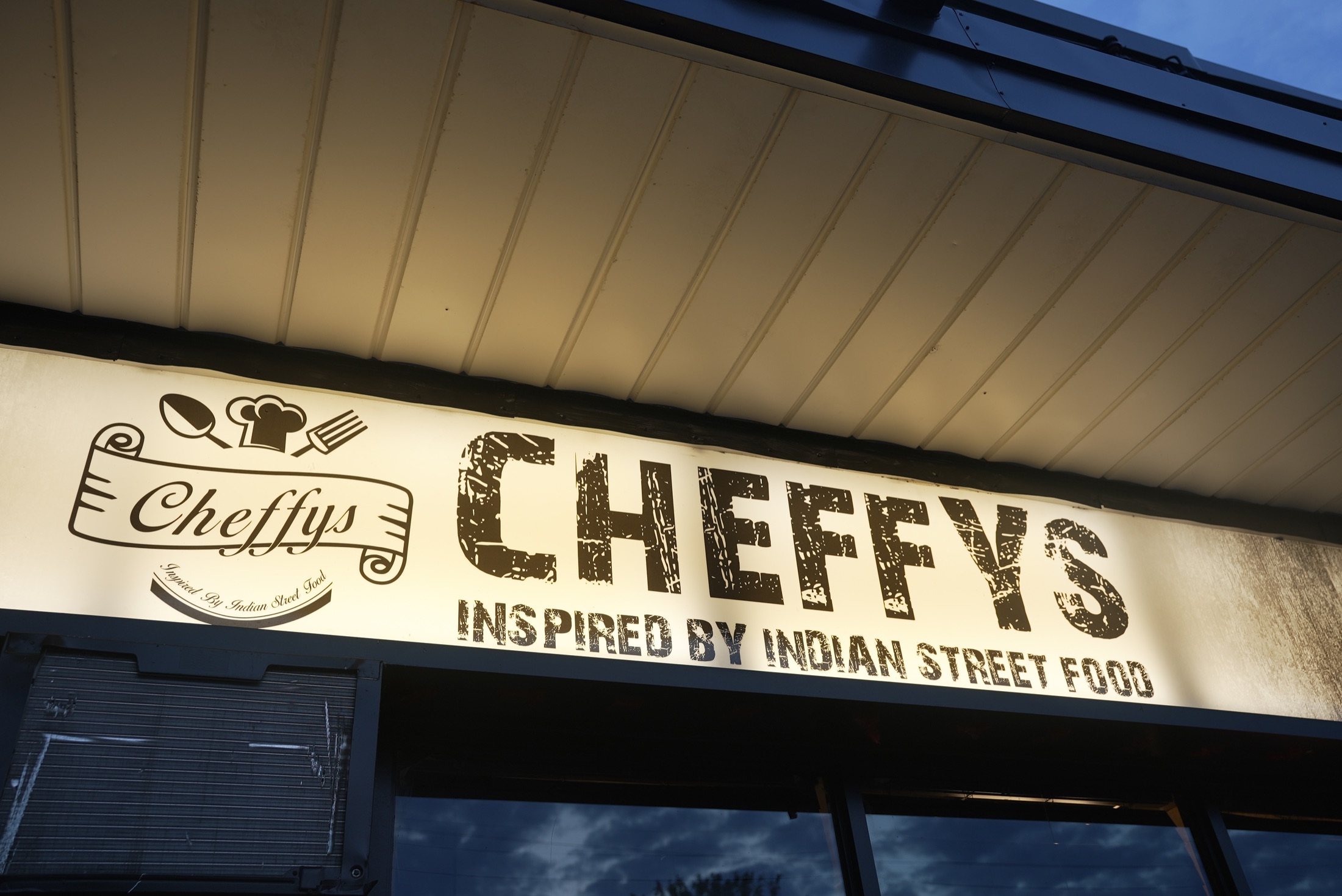 Cheffys storefront sign inspired by Indian street food